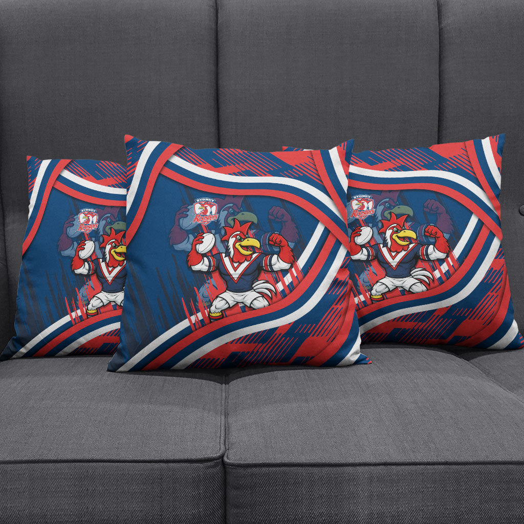 Roosters Rugby Mascot Pillow Cover Fierce Athlete Graphic in Sports Style