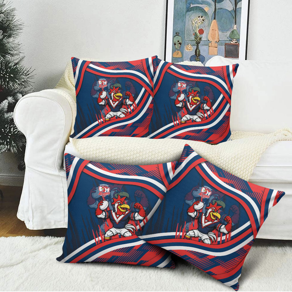 Roosters Rugby Mascot Pillow Cover Fierce Athlete Graphic in Sports Style
