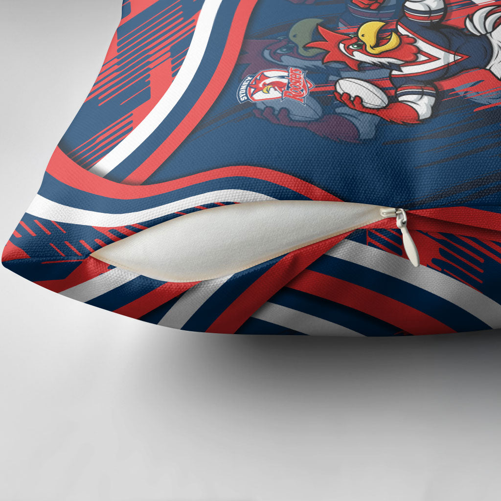 Roosters Rugby Mascot Pillow Cover Fierce Athlete Graphic in Sports Style