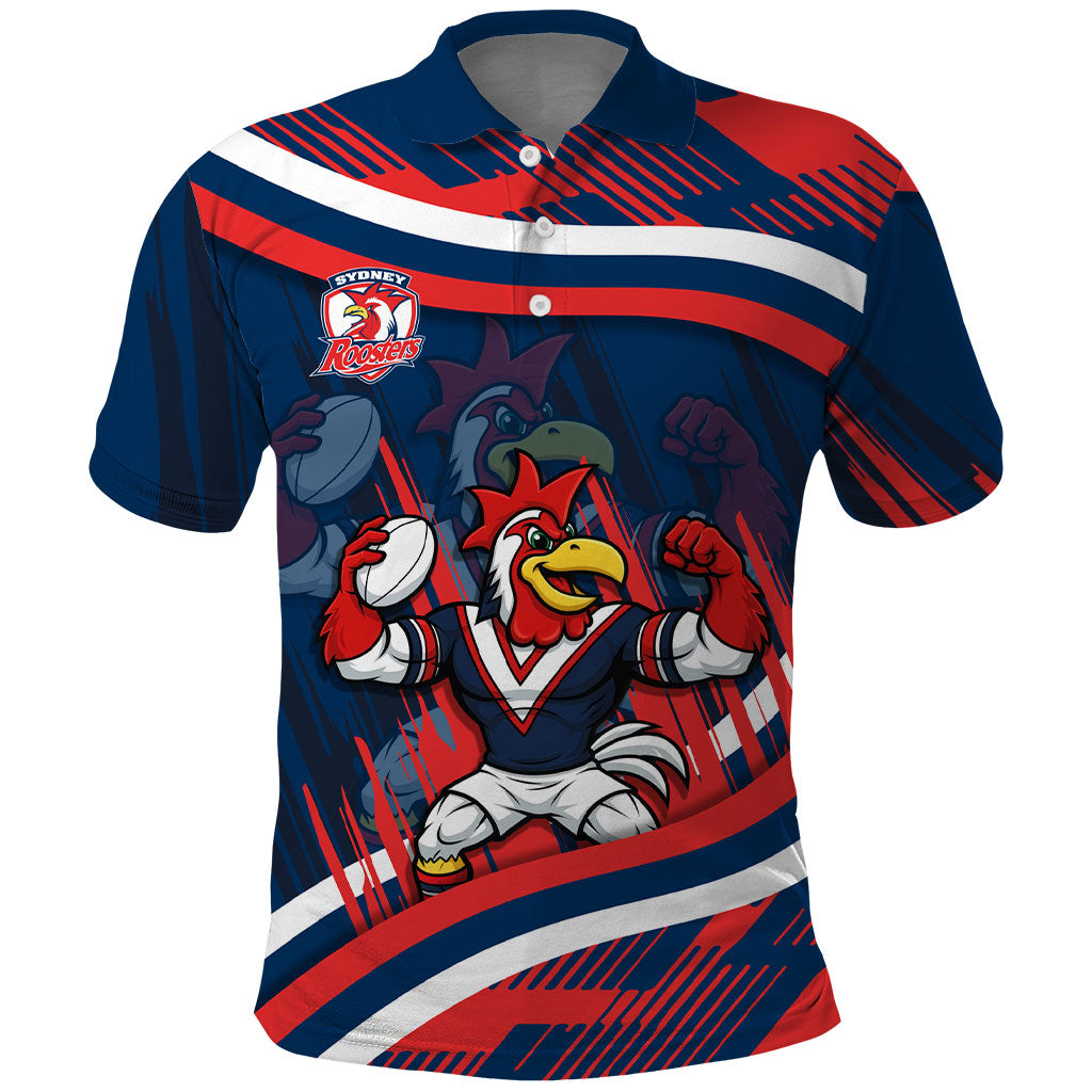 Roosters Rugby Mascot Polo Shirt Fierce Athlete Graphic in Sports Style