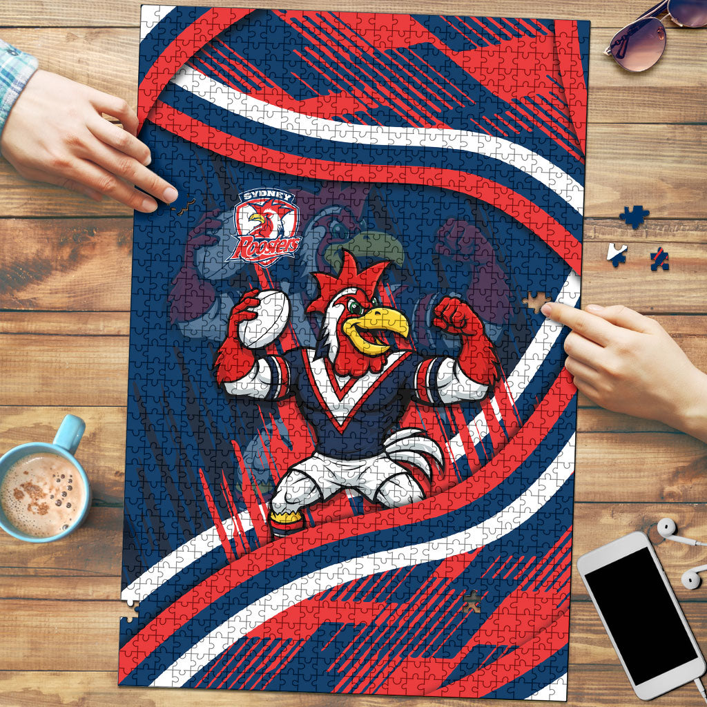 Roosters Rugby Mascot Puzzle Fierce Athlete Graphic in Sports Style