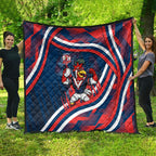 Roosters Rugby Mascot Quilt Fierce Athlete Graphic in Sports Style