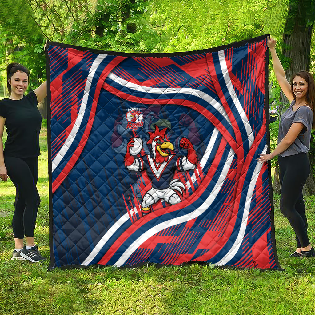 Roosters Rugby Mascot Quilt Fierce Athlete Graphic in Sports Style