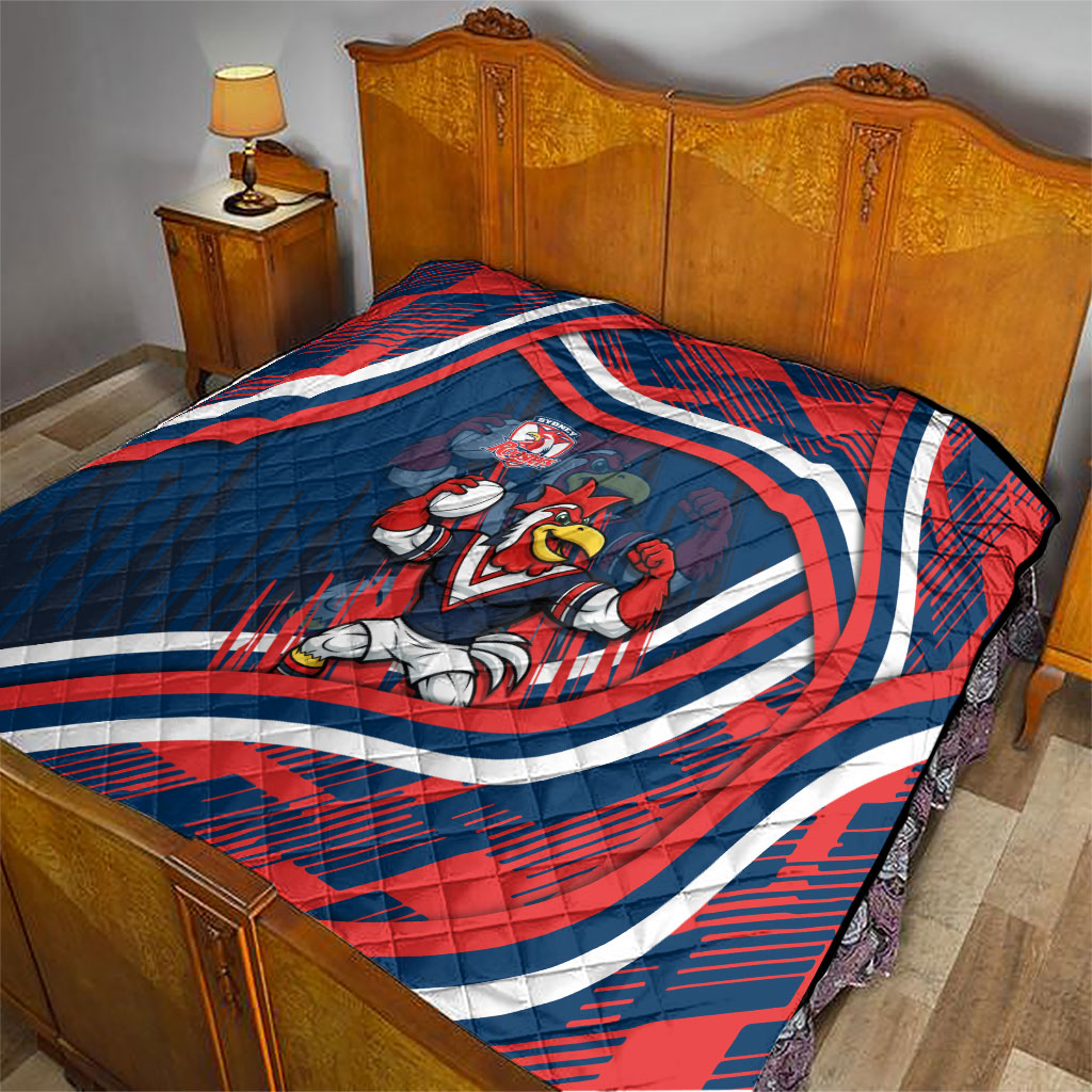 Roosters Rugby Mascot Quilt Fierce Athlete Graphic in Sports Style