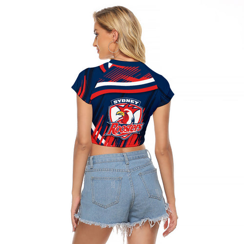 Roosters Rugby Mascot Raglan Cropped T Shirt Fierce Athlete Graphic in Sports Style
