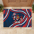 Roosters Rugby Mascot Rubber Doormat Fierce Athlete Graphic in Sports Style