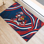 Roosters Rugby Mascot Rubber Doormat Fierce Athlete Graphic in Sports Style