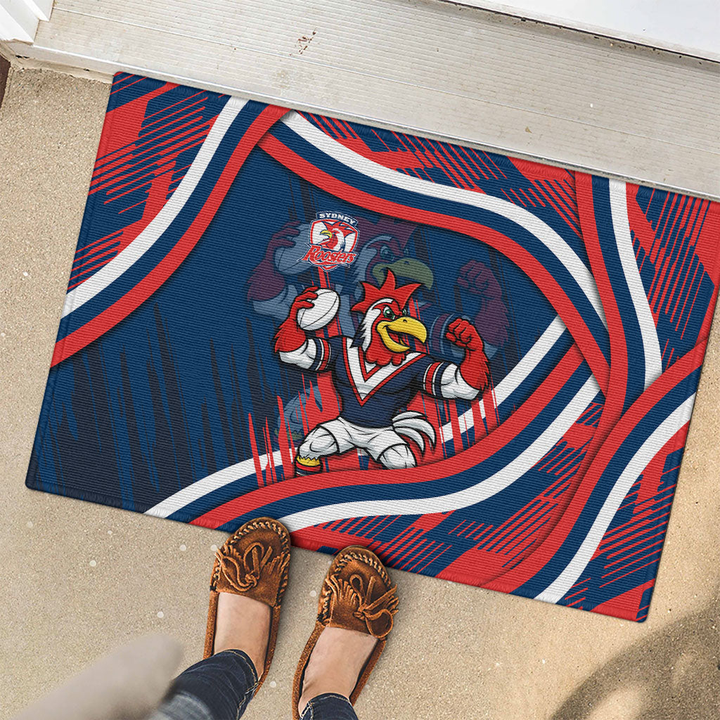 Roosters Rugby Mascot Rubber Doormat Fierce Athlete Graphic in Sports Style