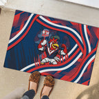 Roosters Rugby Mascot Rubber Doormat Fierce Athlete Graphic in Sports Style