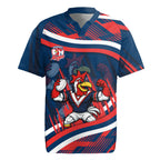 Roosters Rugby Mascot Rugby Jersey Fierce Athlete Graphic in Sports Style