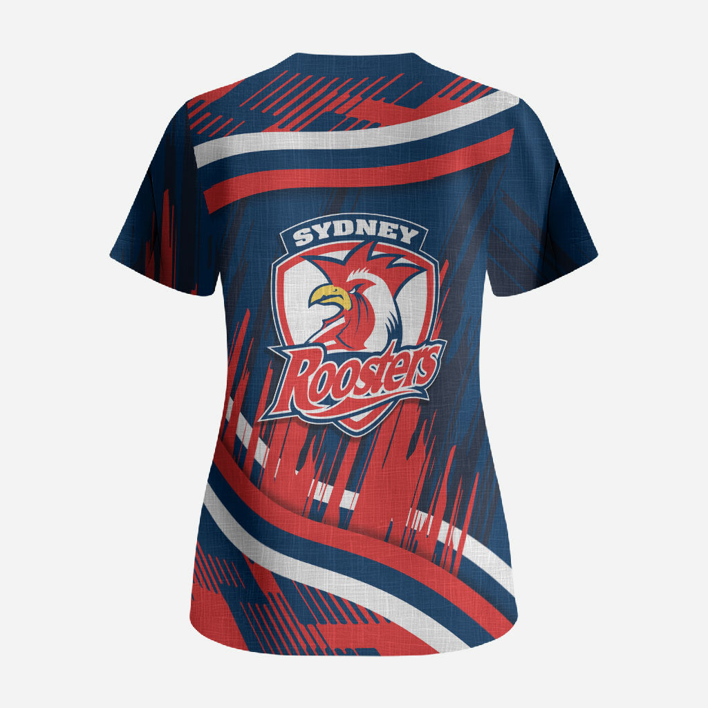 Roosters Rugby Mascot Scrub Top Fierce Athlete Graphic in Sports Style