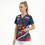 Roosters Rugby Mascot Scrub Top Fierce Athlete Graphic in Sports Style