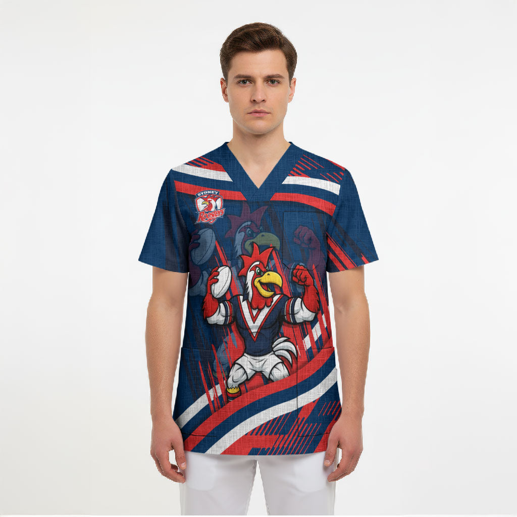 Roosters Rugby Mascot Scrub Top Fierce Athlete Graphic in Sports Style