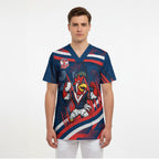 Roosters Rugby Mascot Scrub Top Fierce Athlete Graphic in Sports Style