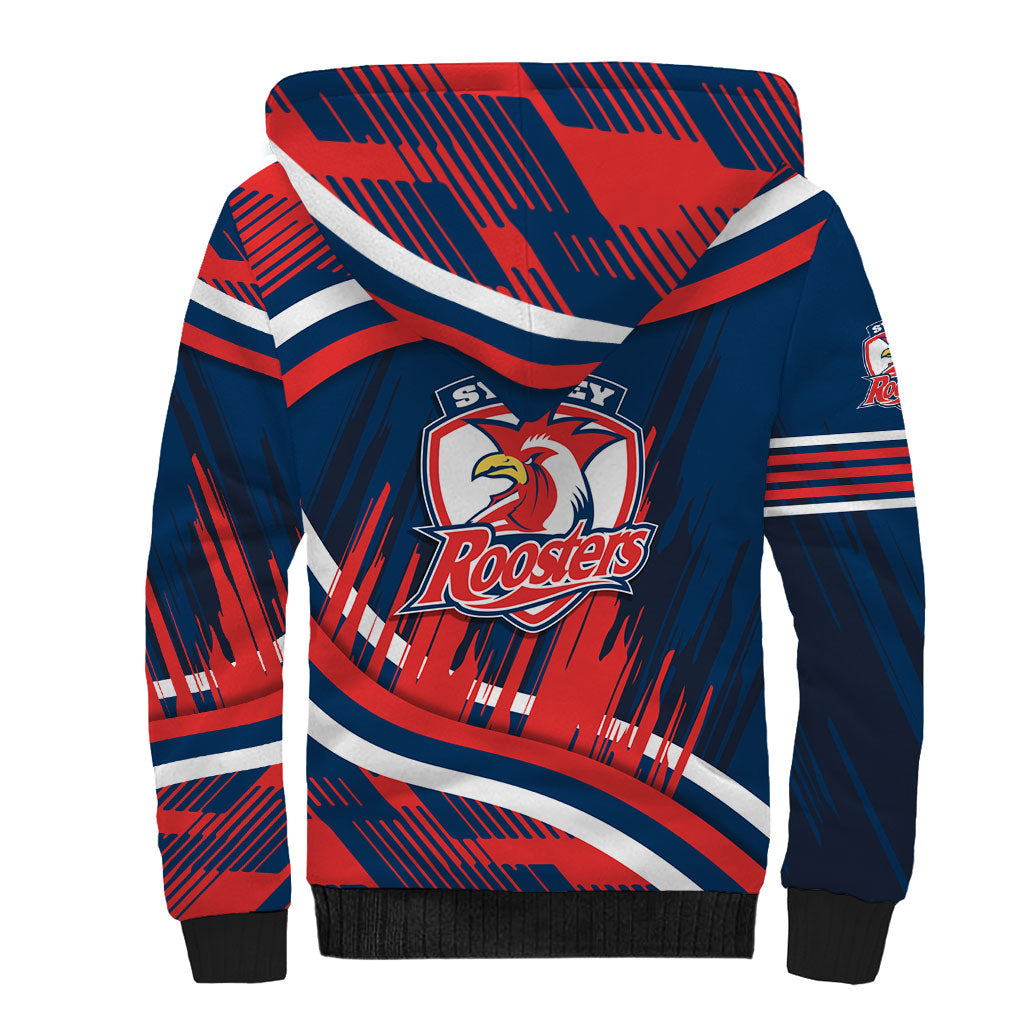 Roosters Rugby Mascot Sherpa Hoodie Fierce Athlete Graphic in Sports Style