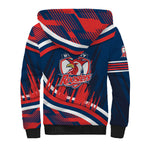 Roosters Rugby Mascot Sherpa Hoodie Fierce Athlete Graphic in Sports Style