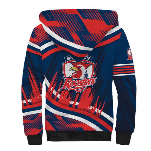 Roosters Rugby Mascot Sherpa Hoodie Fierce Athlete Graphic in Sports Style