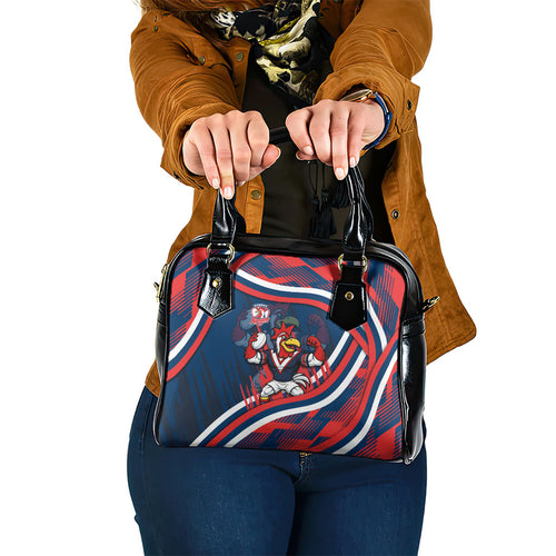Roosters Rugby Mascot Shoulder Handbag Fierce Athlete Graphic in Sports Style