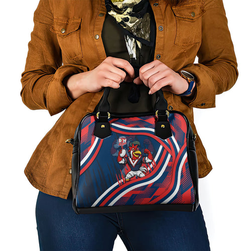 Roosters Rugby Mascot Shoulder Handbag Fierce Athlete Graphic in Sports Style