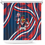 Roosters Rugby Mascot Shower Curtain Fierce Athlete Graphic in Sports Style