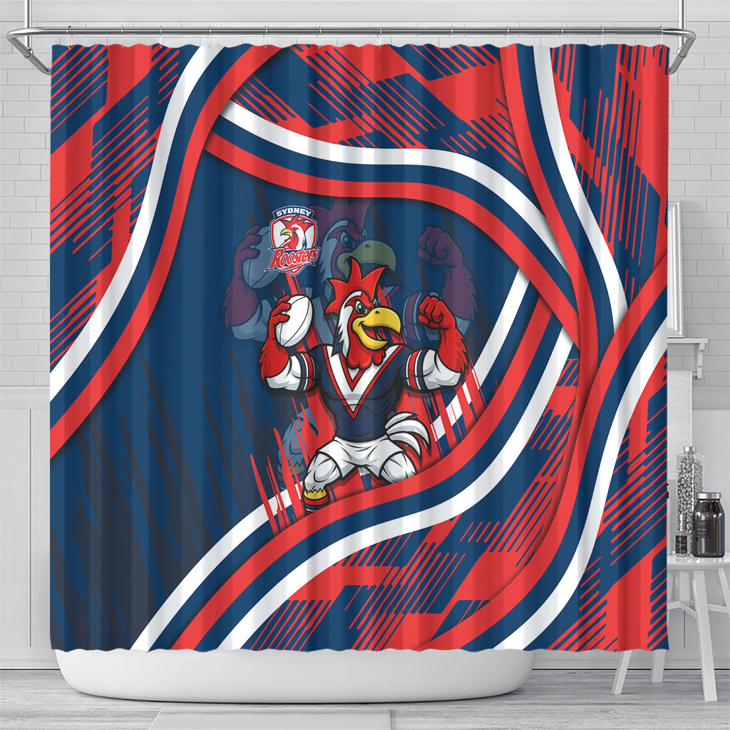 Roosters Rugby Mascot Shower Curtain Fierce Athlete Graphic in Sports Style