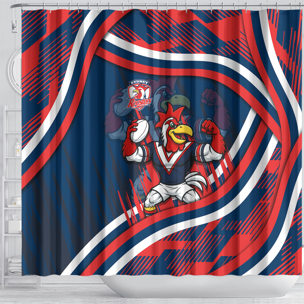 Roosters Rugby Mascot Shower Curtain Fierce Athlete Graphic in Sports Style
