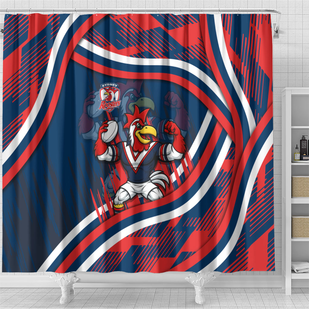 Roosters Rugby Mascot Shower Curtain Fierce Athlete Graphic in Sports Style