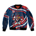 Roosters Rugby Mascot Sleeve Zip Bomber Jacket Fierce Athlete Graphic in Sports Style