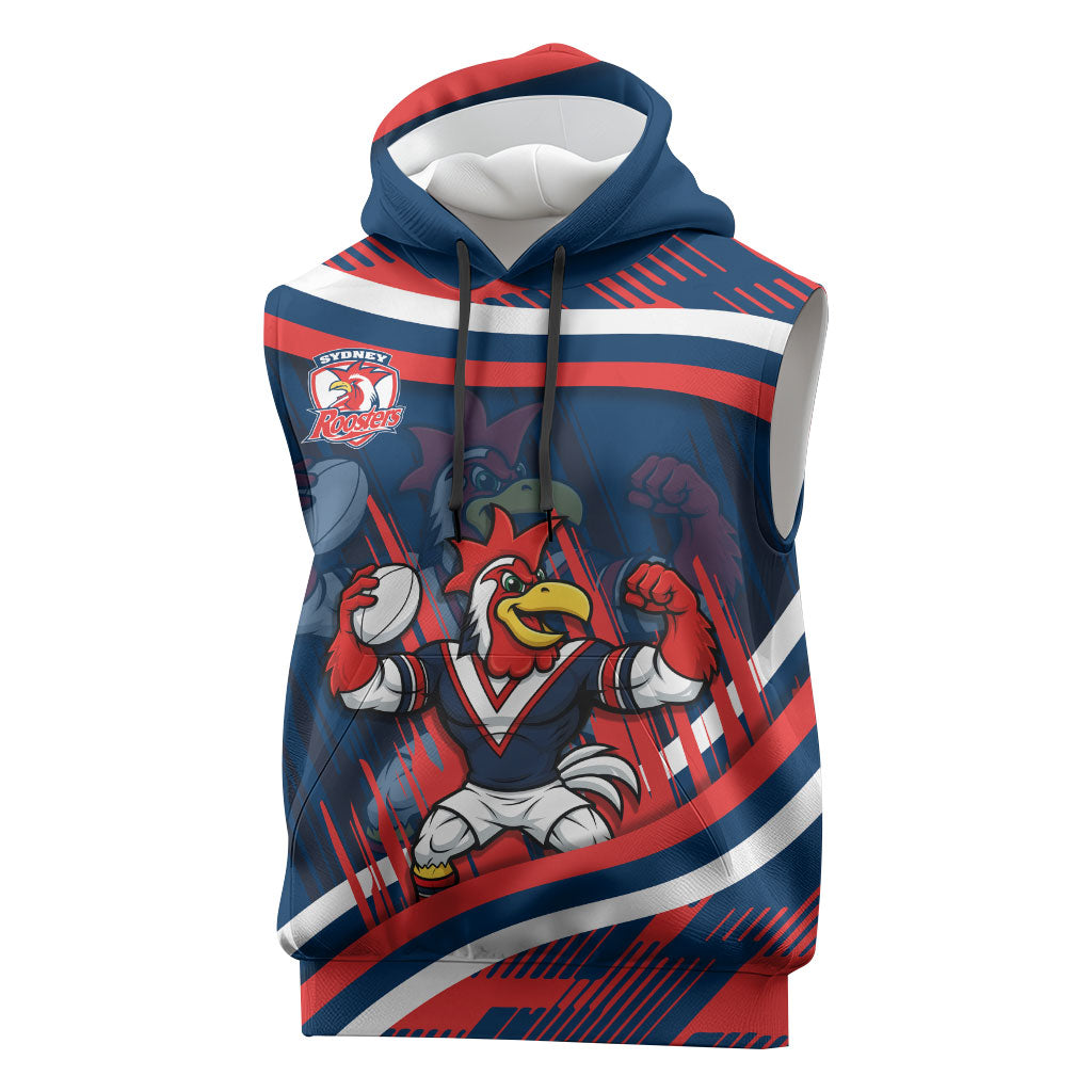 Roosters Rugby Mascot Sleeveless Hoodie Fierce Athlete Graphic in Sports Style