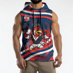 Roosters Rugby Mascot Sleeveless Hoodie Fierce Athlete Graphic in Sports Style