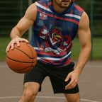 Roosters Rugby Mascot Sleeveless Hoodie Fierce Athlete Graphic in Sports Style