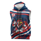 Roosters Rugby Mascot Sleeveless Zip Hoodie Fierce Athlete Graphic in Sports Style