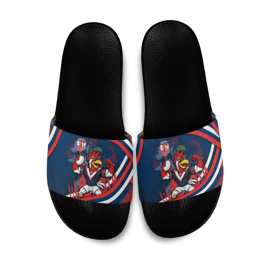Roosters Rugby Mascot Slide Sandals Fierce Athlete Graphic in Sports Style