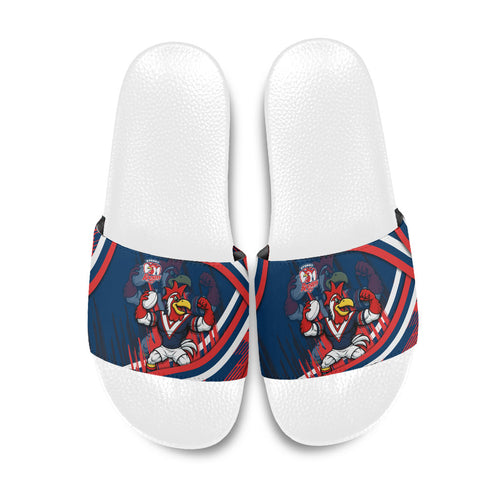 Roosters Rugby Mascot Slide Sandals Fierce Athlete Graphic in Sports Style