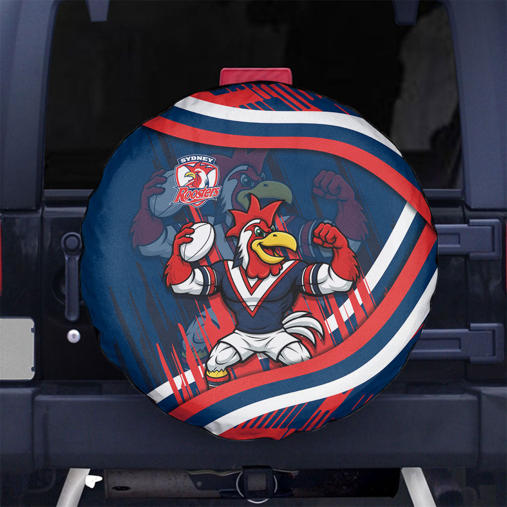 Roosters Rugby Mascot Spare Tire Cover Fierce Athlete Graphic in Sports Style