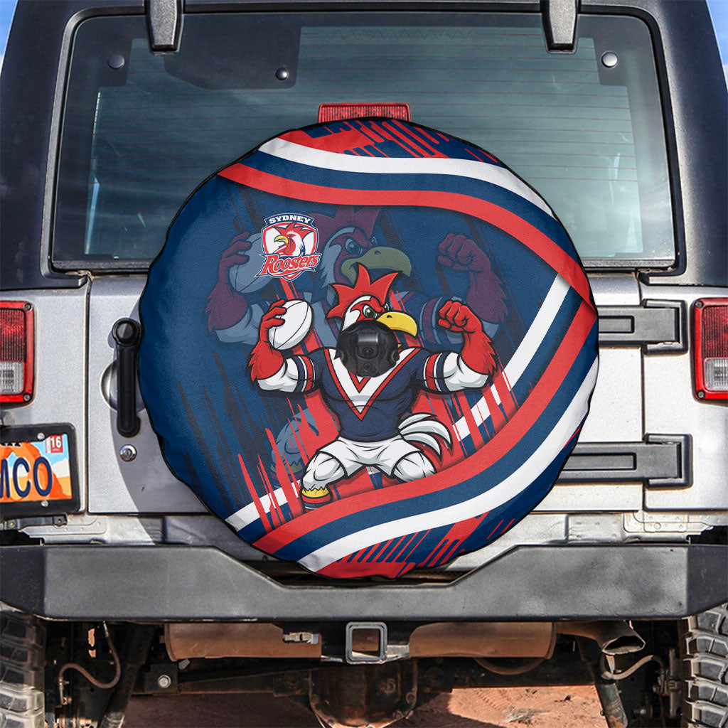 Roosters Rugby Mascot Spare Tire Cover Fierce Athlete Graphic in Sports Style