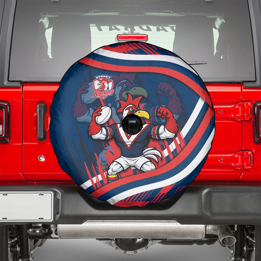 Roosters Rugby Mascot Spare Tire Cover Fierce Athlete Graphic in Sports Style