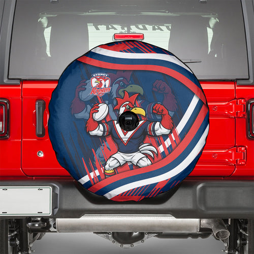 Roosters Rugby Mascot Spare Tire Cover Fierce Athlete Graphic in Sports Style