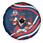Roosters Rugby Mascot Spare Tire Cover Fierce Athlete Graphic in Sports Style