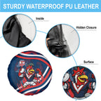 Roosters Rugby Mascot Spare Tire Cover Fierce Athlete Graphic in Sports Style