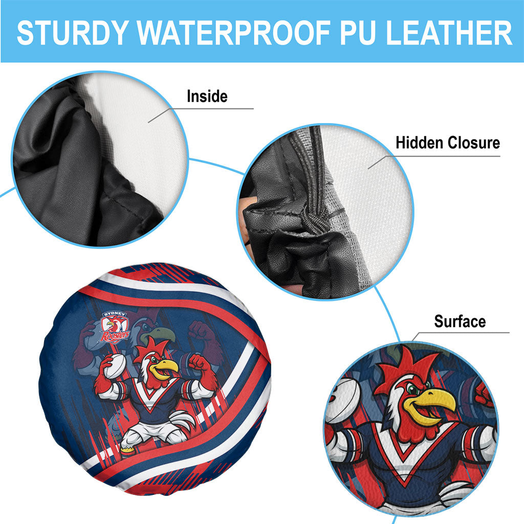 Roosters Rugby Mascot Spare Tire Cover Fierce Athlete Graphic in Sports Style
