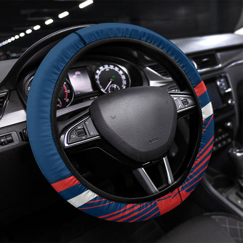 Roosters Rugby Mascot Steering Wheel Cover Fierce Athlete Graphic in Sports Style