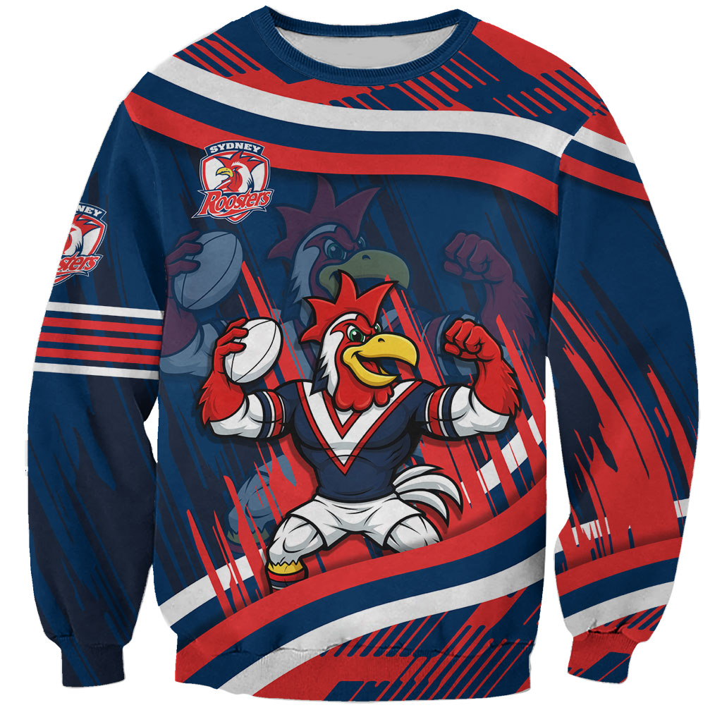 Roosters Rugby Mascot Sweatshirt Fierce Athlete Graphic in Sports Style