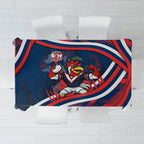 Roosters Rugby Mascot Tablecloth Fierce Athlete Graphic in Sports Style