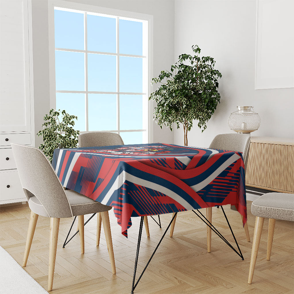 Roosters Rugby Mascot Tablecloth Fierce Athlete Graphic in Sports Style