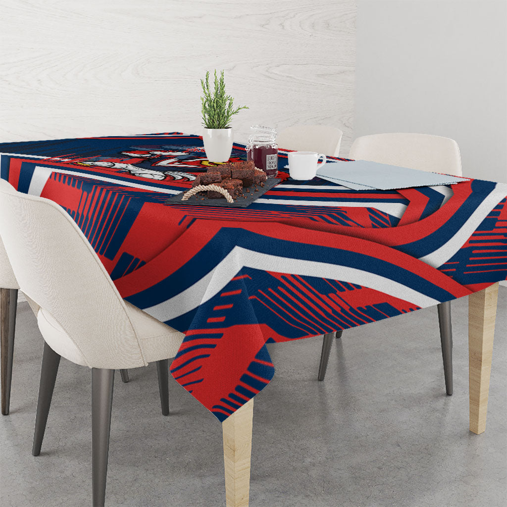 Roosters Rugby Mascot Tablecloth Fierce Athlete Graphic in Sports Style