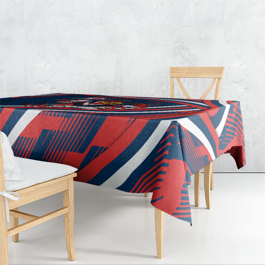 Roosters Rugby Mascot Tablecloth Fierce Athlete Graphic in Sports Style