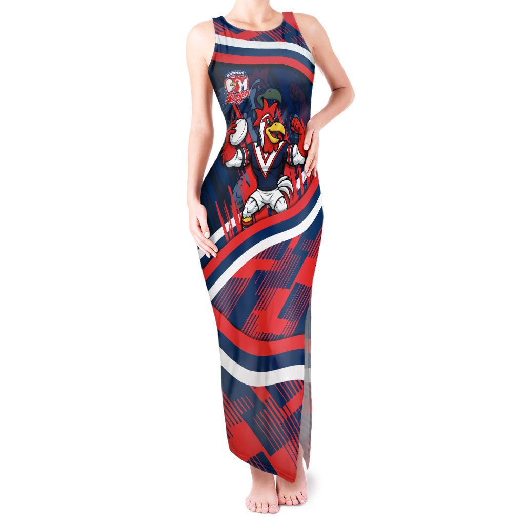 Roosters Rugby Mascot Tank Maxi Dress Fierce Athlete Graphic in Sports Style