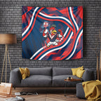 Roosters Rugby Mascot Tapestry Fierce Athlete Graphic in Sports Style