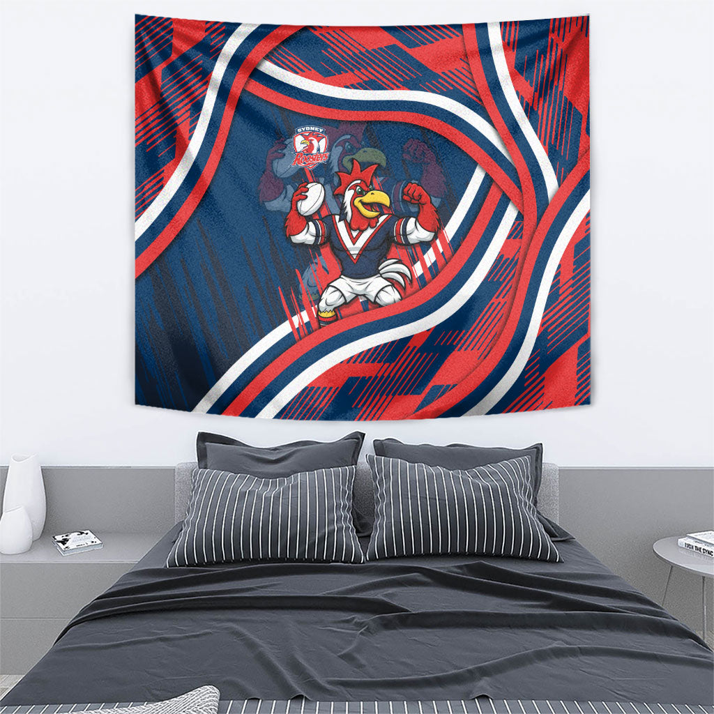 Roosters Rugby Mascot Tapestry Fierce Athlete Graphic in Sports Style